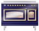 Ilve® Nostalgie II Noblesse 48'' Midnight Blue Pro Style Induction Range with Brass Trim-1