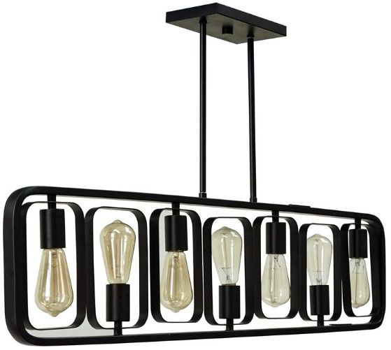 YHD Elliptical Matte Black 7-Light Island Lighting-2