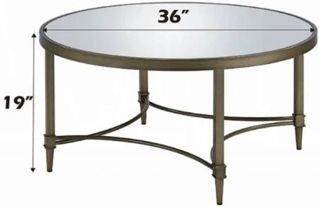 ACME Furniture Aditya Mirrored Coffee Table with Antique Brass Base-2