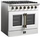 FORNO® Galiano Series Alta Qualita 36" White and Antique Brass Pro Style Gas Range-2