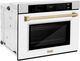ZLINE Autograph Edition Professional 30" Satin Stainless Steel Single Electric Wall Oven with White Matte Door and Champagne Bronze Accents-1