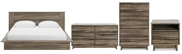 Signature Design by Ashley® Shallifer 4-Piece Gray Queen Panel Bed Set-0