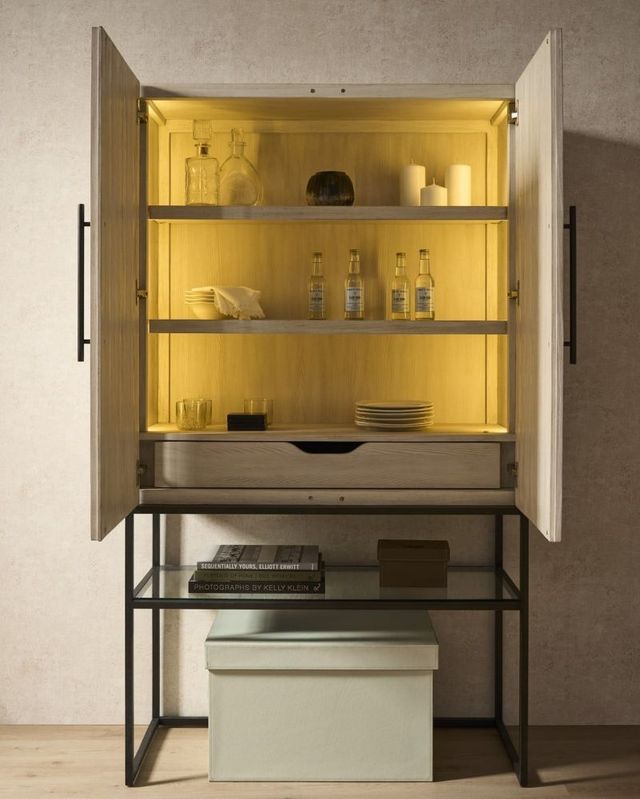 Universal Explore Home™ Dwell River Rock/Smoked Bronze Bar Cabinet-2