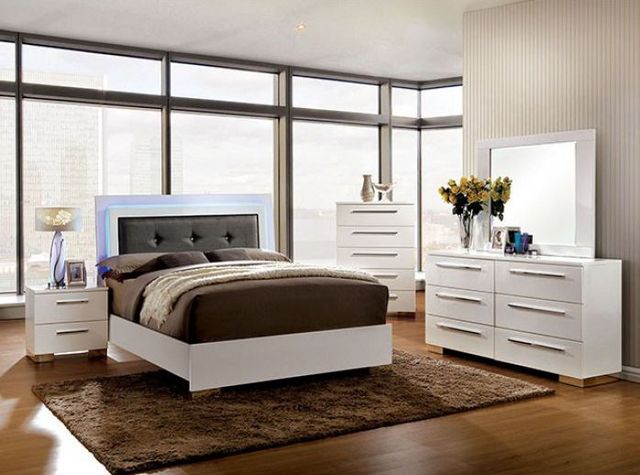Furniture of America® Clementine White Five Piece Queen Platform Bedroom Set-0