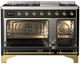 Ilve® Majestic III 48" Glossy Black Pro Style Dual Fuel Liquid Propane Range with Triple Glass Door and Brass Trim-4