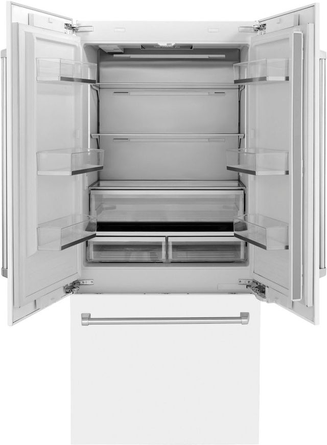 ZLINE 36" 19.6 Cu. Ft. White Matte Built-In French Door Refrigerator-1