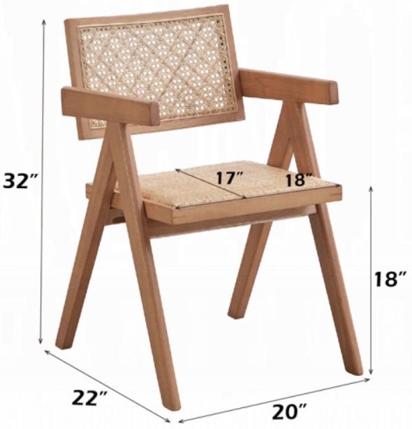 ACME Furniture Velentina 2-Piece Natural/Rattan Arm Chair Set-2