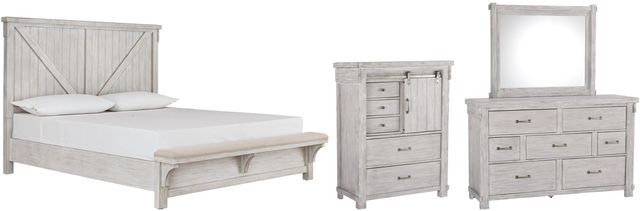 Signature Design by Ashley® Brashland 4-Piece White California King Panel Bed Set-0