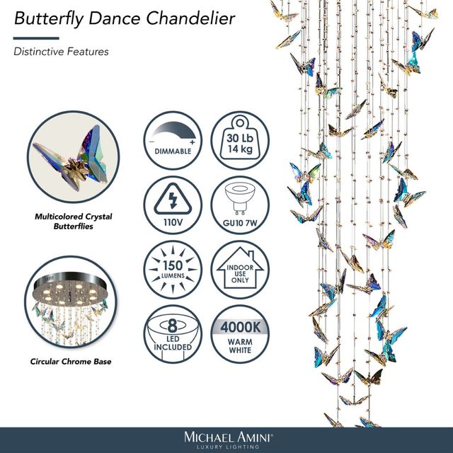 Michael Amini® Butterfly Dance Chrome Chandelier-3
