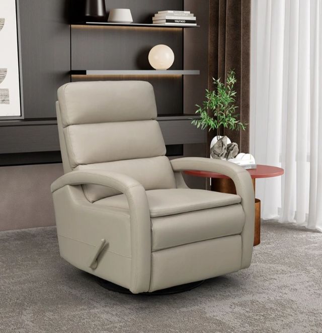 BarcaLounger® Nick Gable Dove Leather Manual Swivel Glider Recliner-2