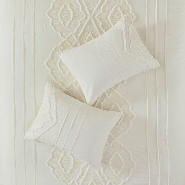 Olliix by Madison Park Margot 3 Piece Cotton White Full/Queen Comforter Set-3