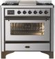 Ilve® Majestic III 36'' Stainless Steel Pro Style Dual Fuel Natural Gas Range with Triple Glass Door and Chrome Trim-0