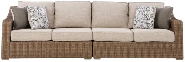 Signature Design by Ashley® Revare Beach 2-Piece Beige Fabric/Wicker Outdoor Sectional-0