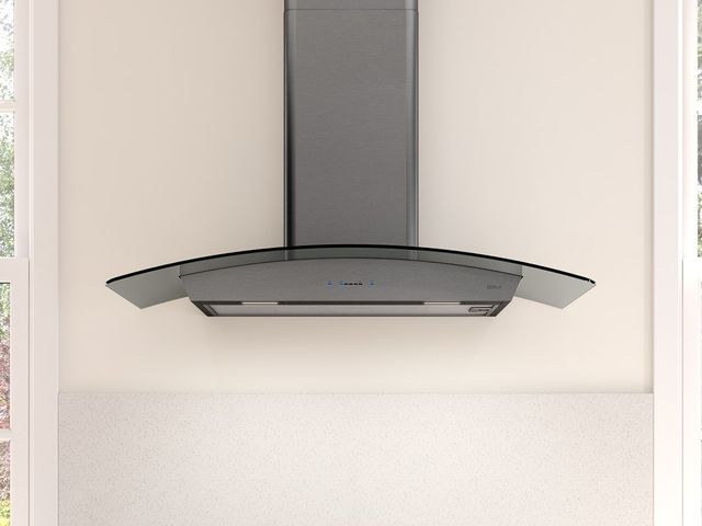 Zephyr Core Collection Ravenna 36" Black Stainless Steel with Smoke-Gray Glass Wall Mounted Range Hood-3