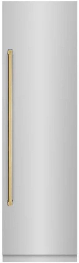 ZLINE Autograph Edition 24" 12.5 Cu. Ft. Stainless Steel Column Refrigerator with Graphite Gray Interior and Polished Gold Accents-0