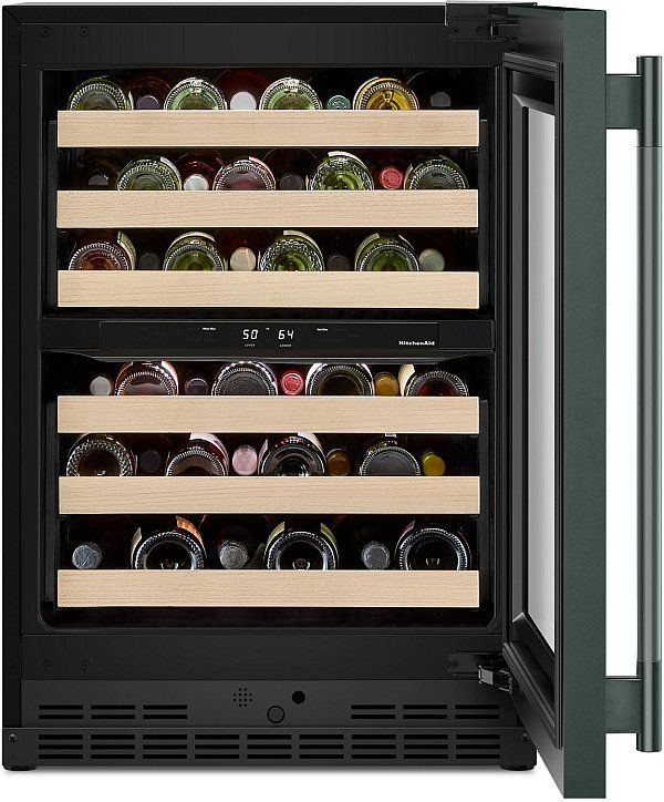 Kitchenaid® 24" Juniper Undercounter Wine Cooler with Full-Extension Wood-Front Racks-1