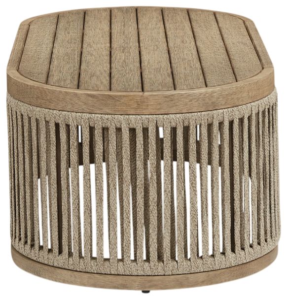 Signature Design by Ashley® Serena Shores Beige Wooden Outdoor Cocktail Table-2