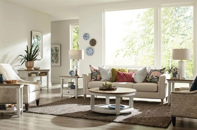 Hammary® Chambers Medium Brown Chairside Table with Chalk White Base-2