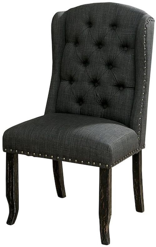Furniture of America® Sania 2-Piece Antique Black/Gray Side Chair Set-2