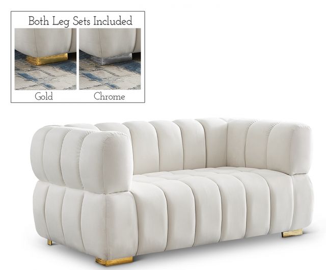 Meridian Furniture Gwen Cream Velvet Loveseat-0