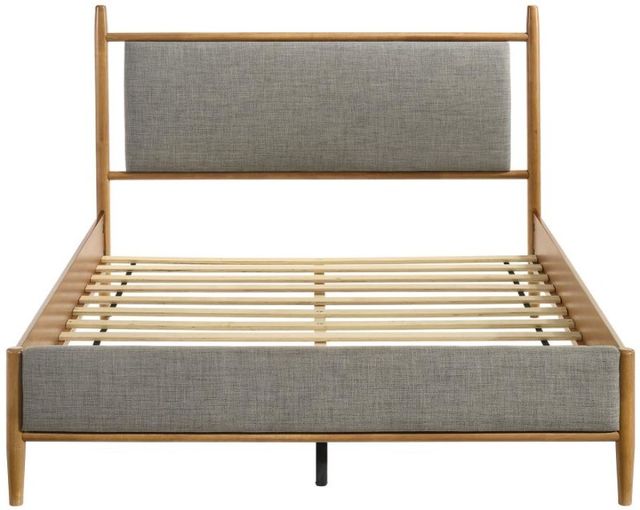 Coaster® Mason Gray/Light Brown Eastern King Upholstered Panel Bed-1
