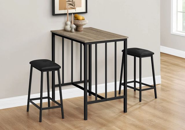 Monarch Specialties Inc. 3-Piece Black/Brown Counter Height Dining Set-3