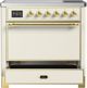 Ilve® Majestic III 36" Antique White Pro Style Induction Range with Solid Door and Brass Trim-3