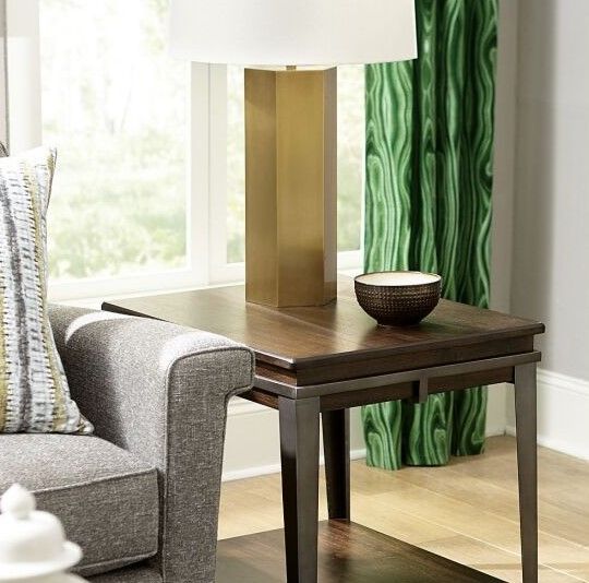 Hammary® Composite Espresso Rectangular End Table with Antique Nickel Frame-1
