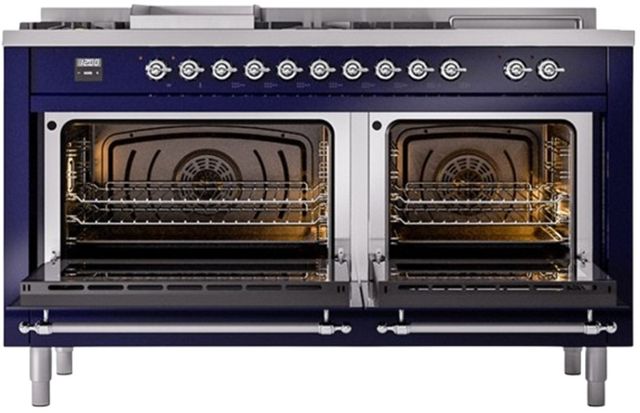 Ilve® Nostalgie II Series 60" Midnight Blue Pro Style Dual Fuel Range-1
