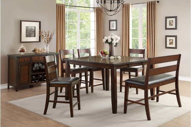 Mazin Furniture Mantello 6-Piece Cherry/Dark Brown Counter Height Dining Set-0