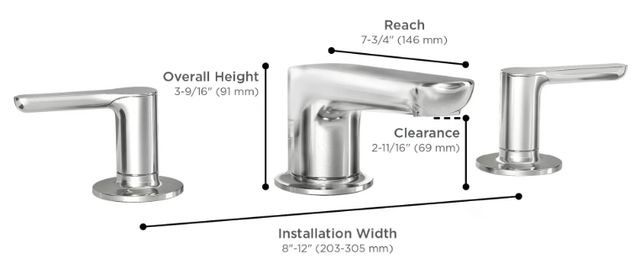 American Standard Studio® S Polished Chrome Widespread Low Spout 2-Handle Bathroom Faucet with Lever Handles-1