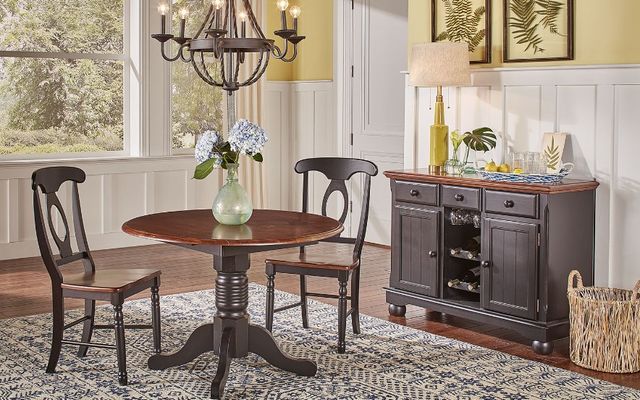 A-America® British Isles Antique Oak Dropleaf Dining Table with Black Base-2