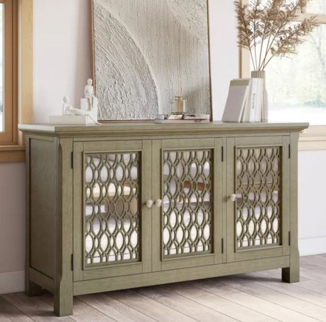 Jofran Inc. Isabella Champagne 54" Mirrored Accent Cabinet-1