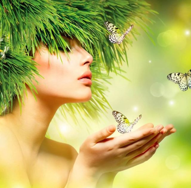 Classy Art Beige/Green Grassy Lady Wall Art-1