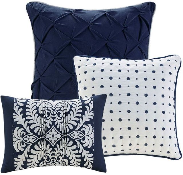 Olliix by Madison Park Vienna 6 Piece Indigo Full/Queen Printed Duvet Cover Set-1