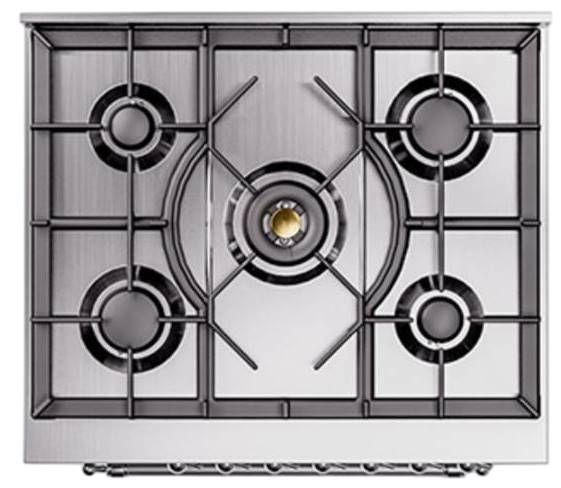 Ilve® Nostalgie II Noblesse 30'' Stainless Steel Pro Style Dual Fuel Range with Chrome Trim-2