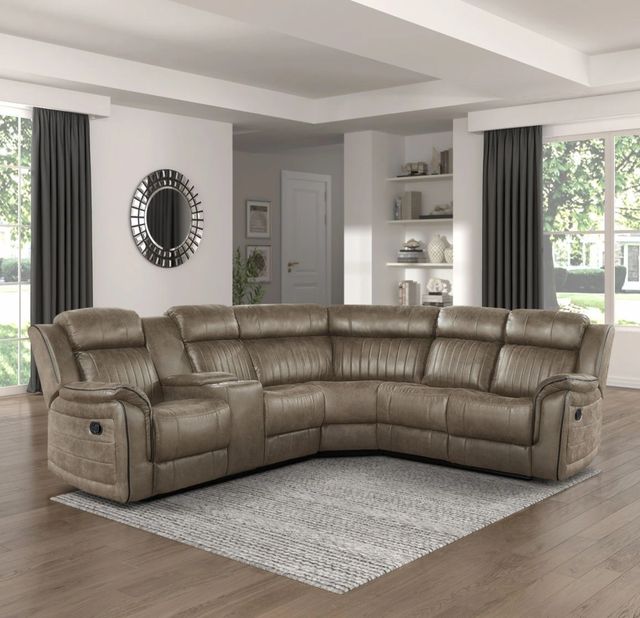 Homelegance® Centeroak 3-Piece Sandy Brown Manual Reclining Sectional-1