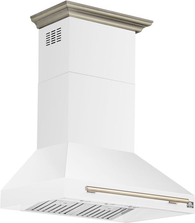 FORNO® Aria Series Alta Qualita 36" White Wall Mounted Range Hood  -1