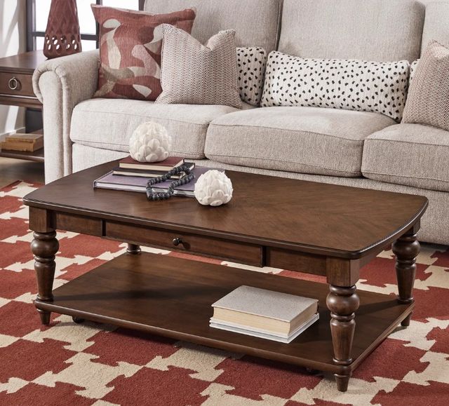 Flexsteel® Bellevue Whiskey Brown Rectangular Coffee Table with Casters-1