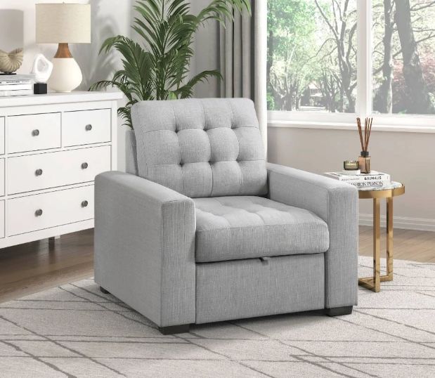 Homelegance® McCafferty Gray Accent Chair with Pull-Out Ottoman-1
