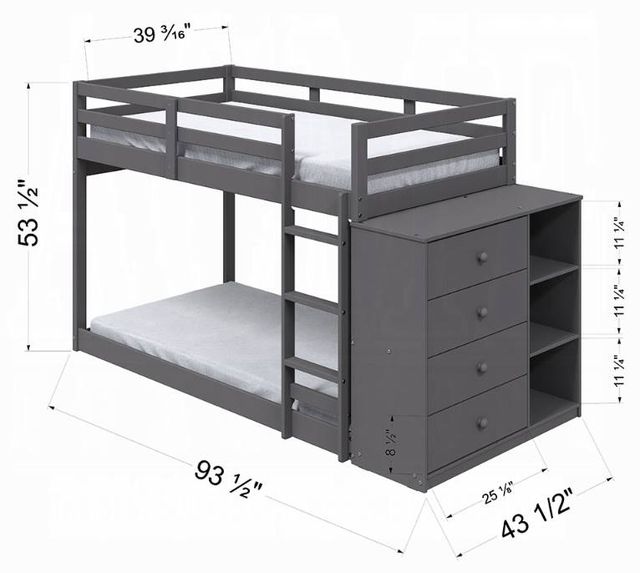 ACME Furniture Gaston Gray Twin Over Twin Bunk Bed-2