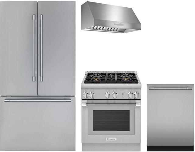 Thermador® 4 Piece Stainless Steel Dual Fuel Kitchen Package-0