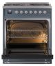 Ilve® Nostalgie II Noblesse 30'' Blue Gray Pro Style Dual Fuel Range with Chrome Trim-1