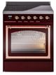 Ilve® Nostalgie II Noblesse 30'' Burgundy Pro Style Induction Range with Copper Trim-0