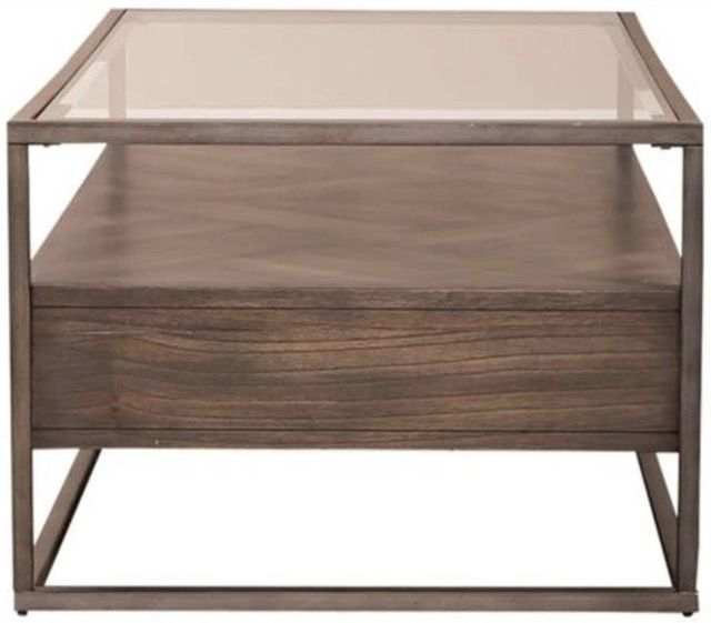 Liberty Furniture Jamestown Glass Top Rectangular Cocktail Table with Tobacco Base-3