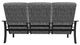 Telescope Casual St. Catherine Agra Classic/Black Aluminum/Fabric Outdoor MGP Cushion Three-Seat Sofa with Chestnut Rustic Arms-3