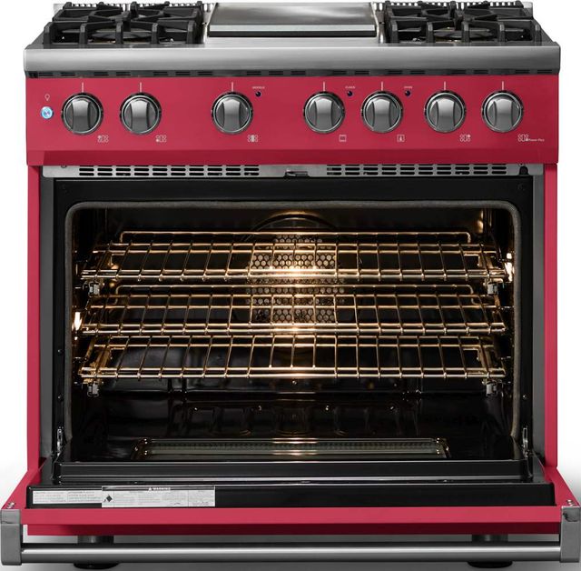 Viking® 5 Series 36" Valentine Pro Style Dual Fuel (NG) Range with Polished Chrome Trim-1