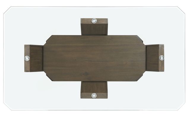 Elements International Dapper Glass Top Rectangular Counter Dining Table with Walnut Base-3
