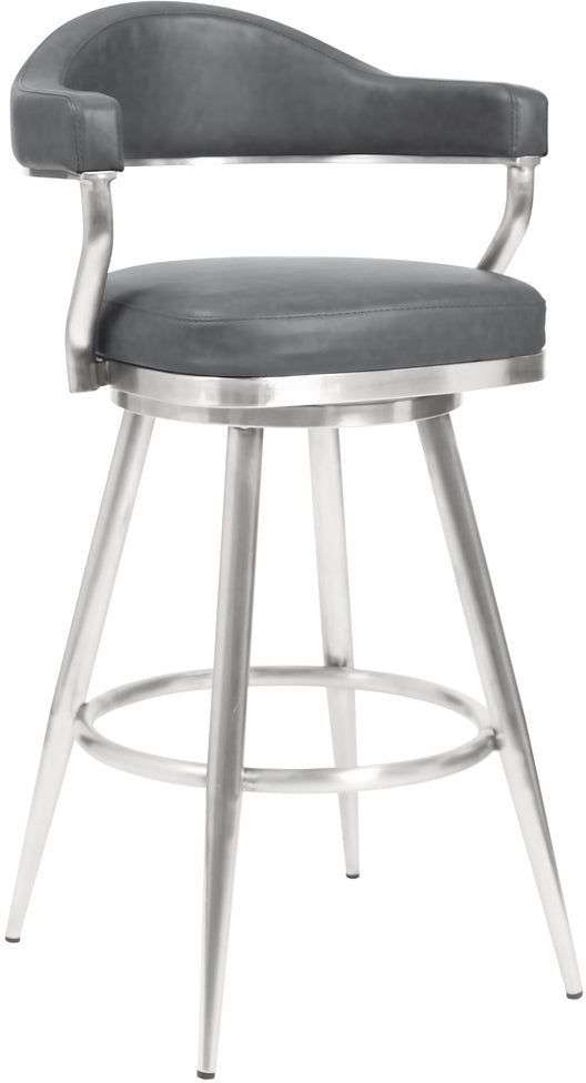 Armen Living Justin Brushed Stainless Steel/Gray Counter Stool-0