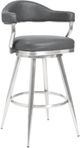 Armen Living Justin Brushed Stainless Steel/Gray Counter Stool-0